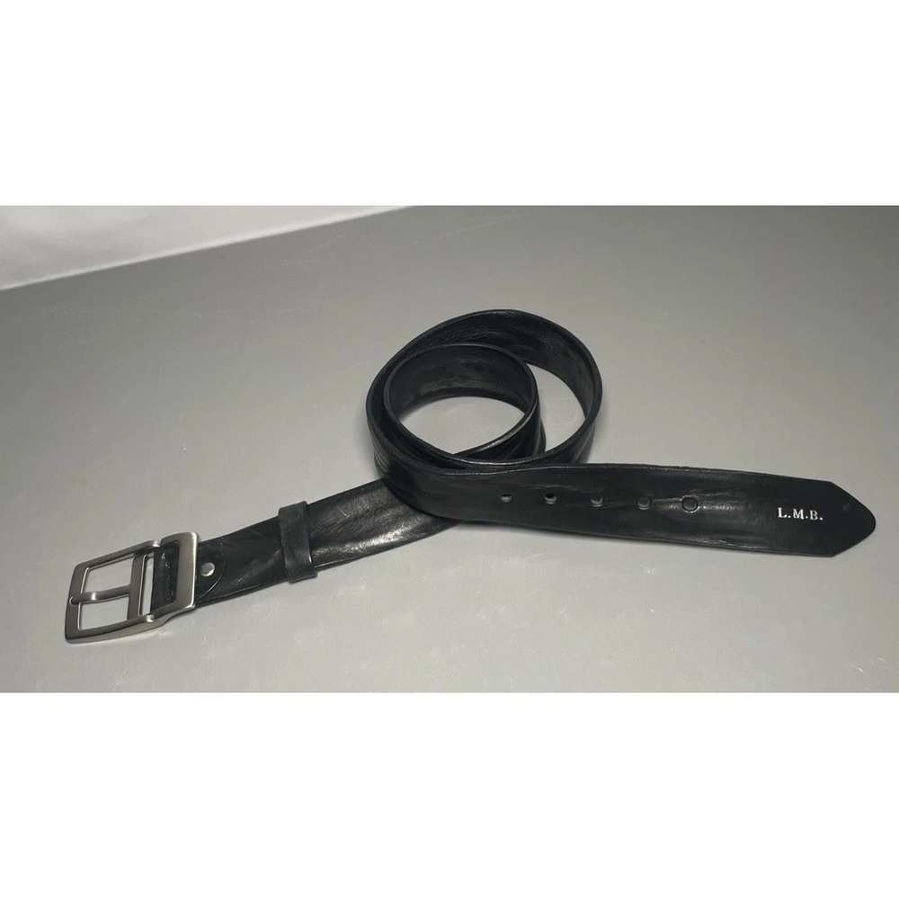 Vera Pelle Black Italian Leather Belt Men's Size 38 Made in Italy